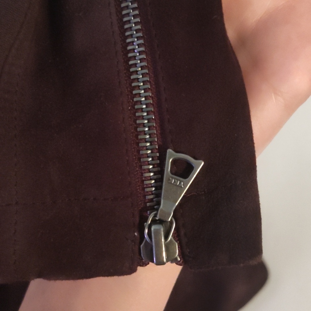 Theory Shezi K Combo Moto Jacket Eggplant Purple Suede Small Cropped Lamb Leathe - Picture 4 of 11